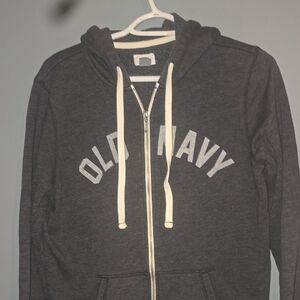 Old Navy Dark Gray Hoodie with White Accents